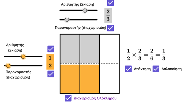 Multiplication of Fractions/Πολλαπλασιασμός Κλασμάτων